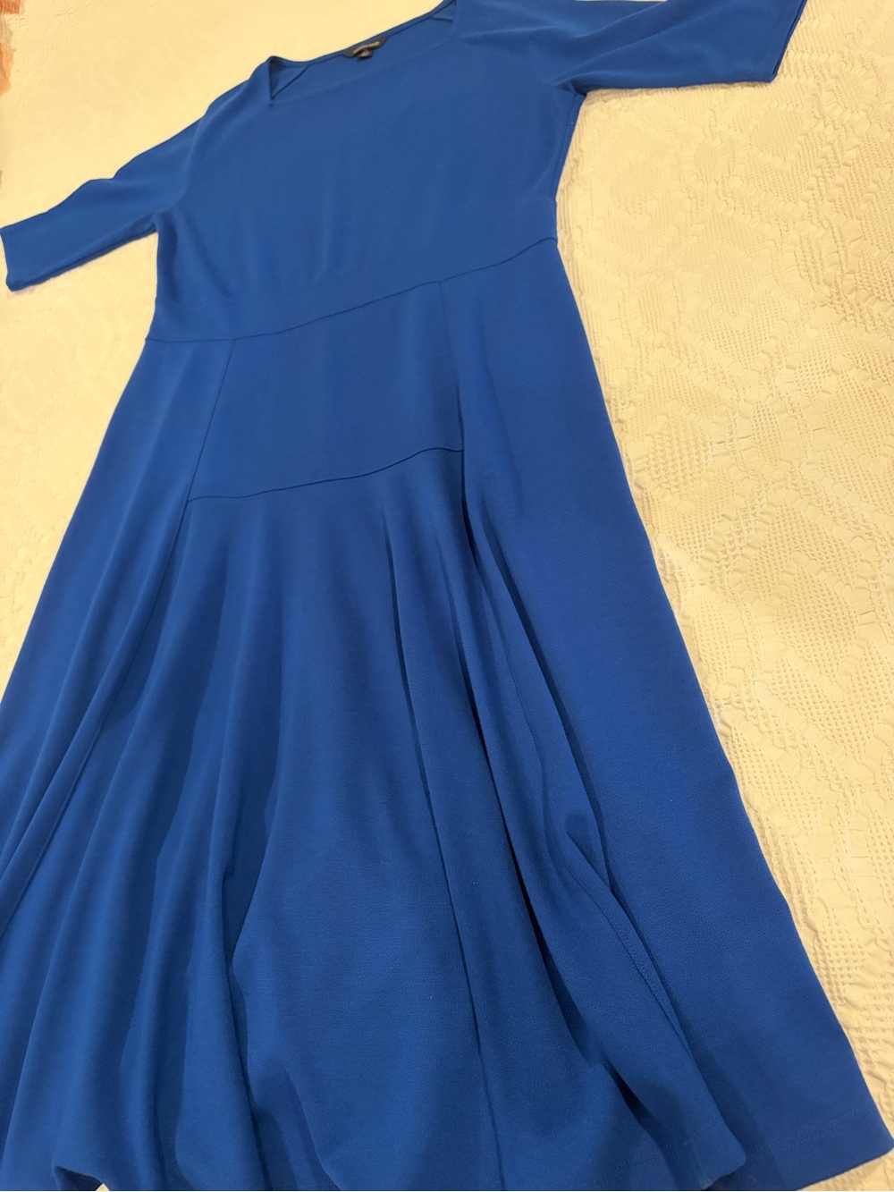 Lands' End Soft Knit Blue Fit and Flare Midi Dress